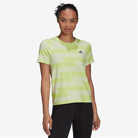 adidas Womens Run Fast All Over Print Primeblue T-Shirt - Almost Lime ...