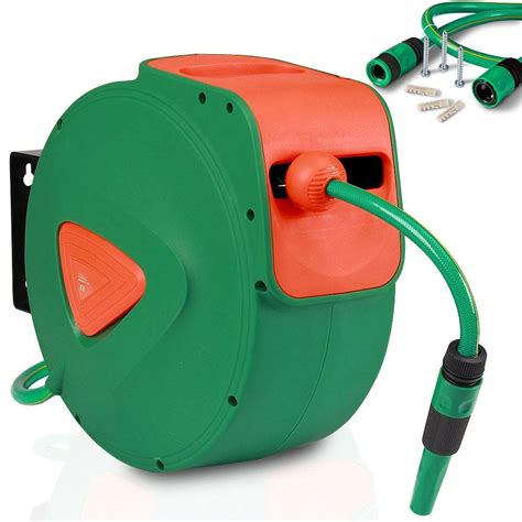 Bakajigarden Hose Reel Water Hose With Automatic Lock Wall Mount ...