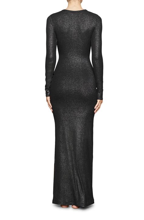 SKIMS Soft Lounge Shimmer Long Sleeve Maxi Dress | Nordstrom