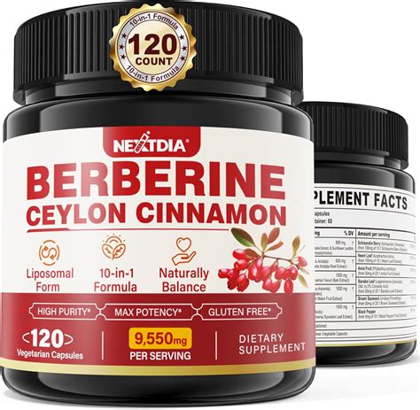 Amazon.com: Berberine Supplement Organic 1500mg with Ceylon Cinnamon ...