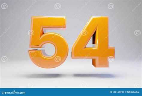 Number 54. 3D Orange Glossy Number Isolated on White Background Stock ...