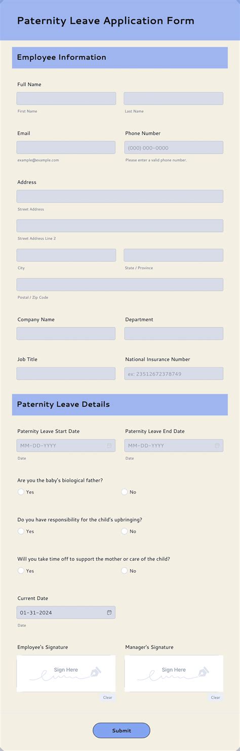 Image result for Paternity Leave Declaration Form