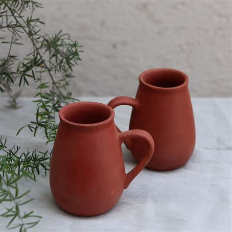 Buy WEAVING HOMES Store Terracotta Mug 230 ML Handmade Ceramic Mugs ...