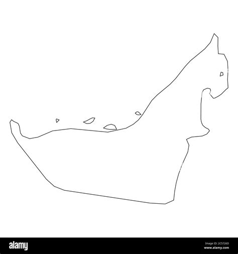 United Arab Emirates, UAE - solid black outline border map of country area. Simple flat vector ...