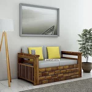 Ganpati Arts Sheesham Wood 2 Seater Sofa for Home Living Room Solid ...