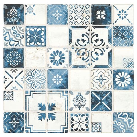 American Olean Genuine Stone Moroccan Blue 12-in x 12-in Glazed Natural ...