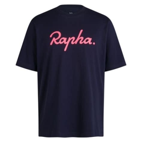 RAPHA COTTON T-SHIRT - LARGE LOGO DARK NAVY / HIGH-VIS PINK | SILBEST ...