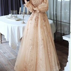 Buy Stars Moon Sequins Prom Dress Women Formal Party Dress Champagne ...