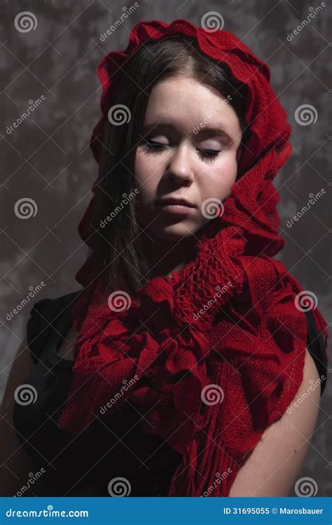 Girl with red scarf stock image. Image of gorgeous, scarf - 31695055