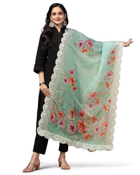 Buy KAHIRAA WHOLETEX Digital Floral Motif Print Organza Silk Embroidery ...
