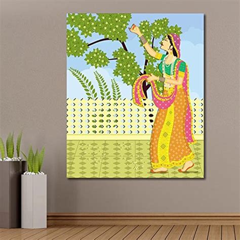 999store Unframed Printed Lady on Swing in Canvas Painting (180 X 150 ...