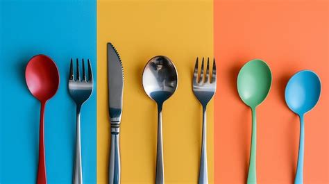 Portrait of cutlery set isolated on flat color background | Premium AI ...