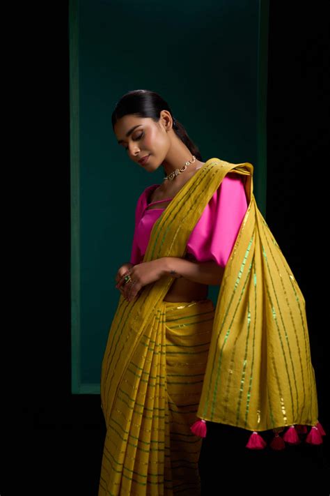 Peeli Gold Stripes Saree – Local Nation