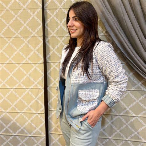 Tweed and Denim Bomber Jacket – Salmon Stretch