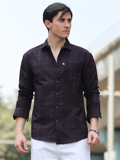 Shop Purple Check Shirt For Men Online at Great Price