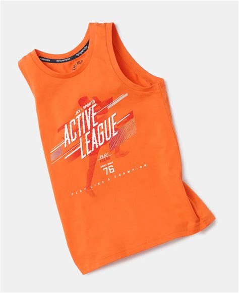 Buy Boy's Super Combed Cotton Graphic Printed Tank Top - Golden Poppy ...