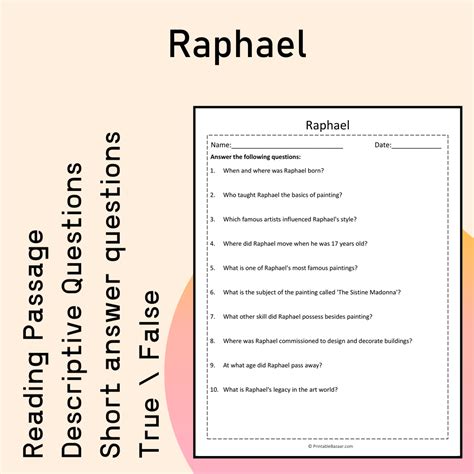 Raphael | Reading Comprehension Passage Printable Activity ...