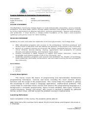 Image result for Computer Programming 1 Syllabus