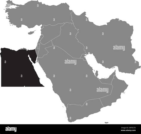 Black map of EGYPT inside gray map of the Middle East Stock Vector Image & Art - Alamy