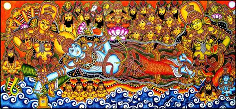 Mituja Canvas Painting Vishnu Avatar Kerala Mural Religious Art Wall ...