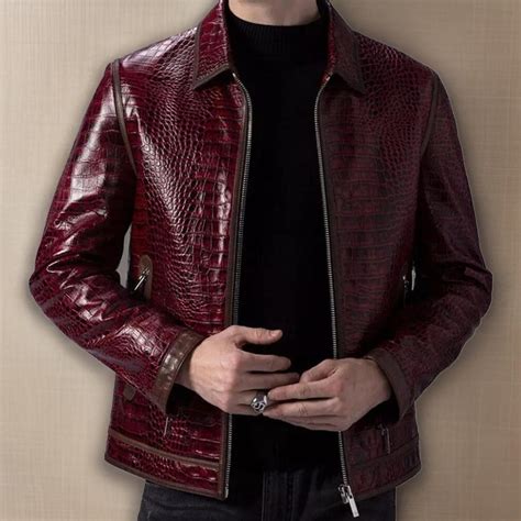 Men's Leather Jacket Burgundy Pattern Real Luxury Leather Jacket - Etsy