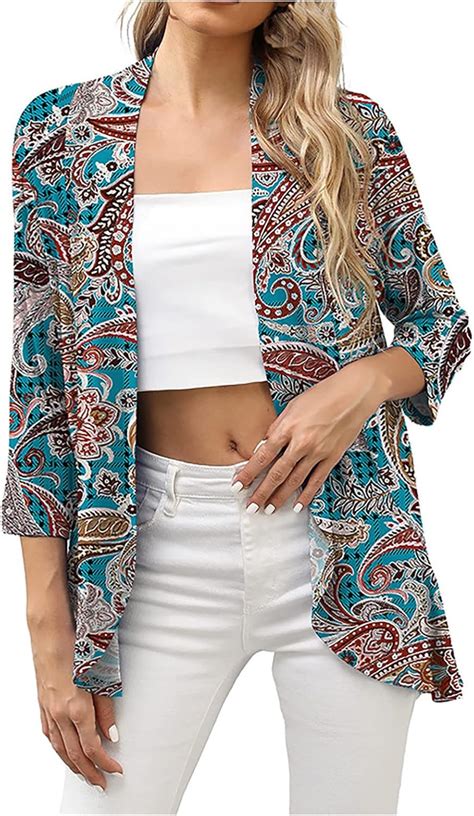 SJOUCH Women's Loose Fit Blazer Jacket with Print Design - India | Ubuy