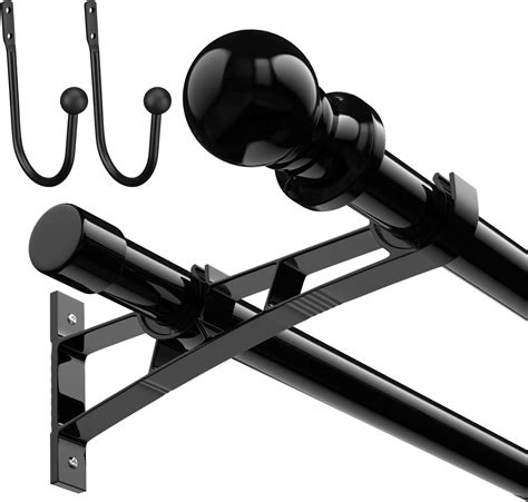 Amazon.com: Double Curtain Rods 28 to 145 Inch Black 1 Inch Heavy Duty ...