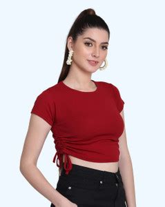 Kamedge Casual Self Design Women Maroon Top - Buy Kamedge Casual Self ...
