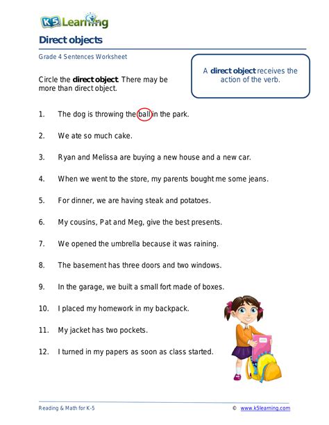 Image result for Direct Object Worksheet