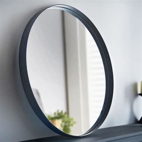 Large Round Black Wall Mirror Aluminium Frame Deep Frame