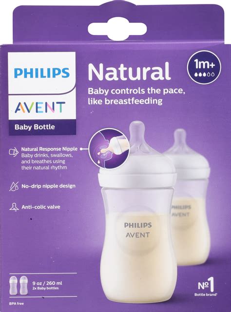 Philips Avent Natural Baby Bottle with Natural Response Nipple, Clear ...