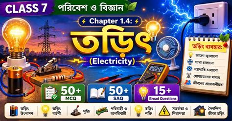 WBBSE Class 7 Poribesh O Biggan Chapter 1.4 তড়িৎ (Electricity)