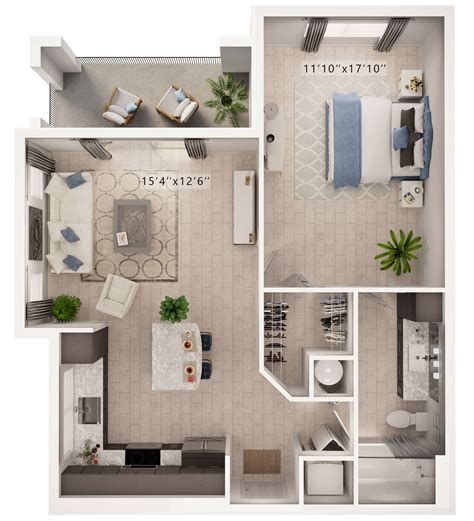Luxurious One Bedroom Apartment Floor Plan Cordova | Luxury Living In