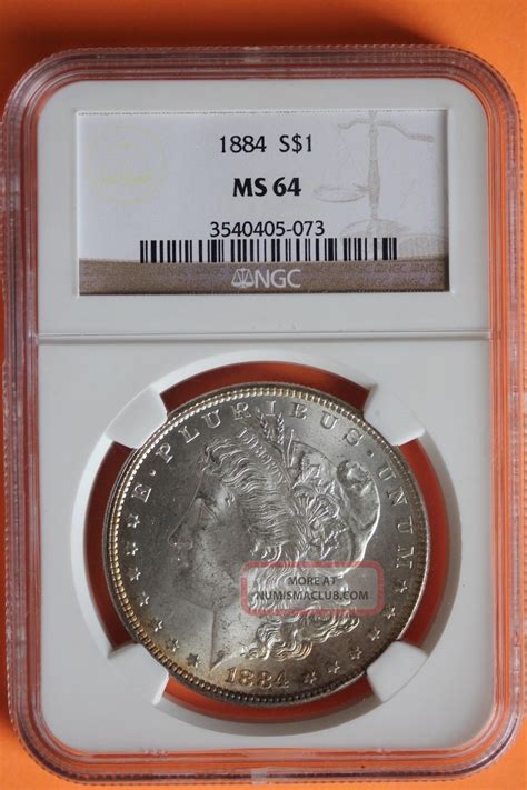 1884 - P Ms64 Morgan Silver Dollar Ngc Graded & Certified Slabbed Coin 082