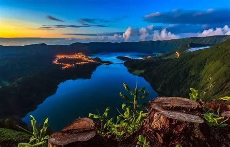 Wallpaper the sky, clouds, landscape, sunset, mountains, nature, lake ...