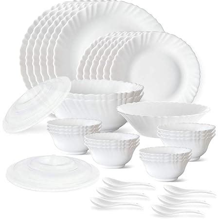 Buy Cello Lush Fiesta Dazzle Series Opalware Dinner Set, 35-Pieces ...