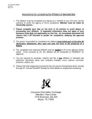 Fillable Online Instructions for completing the Affidavit of Intended ...