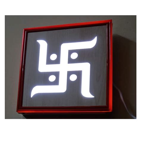 Avzax 9 Watts Wooden Swastika Symbol Lamp Square Shaped LED Lamp (White ...