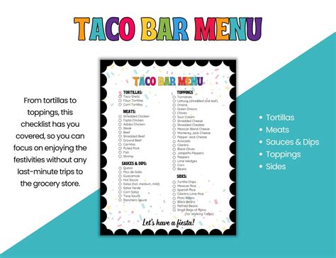 Taco Bar Menu - Checklist for a Taco Bar Party - Finding Time To Fly