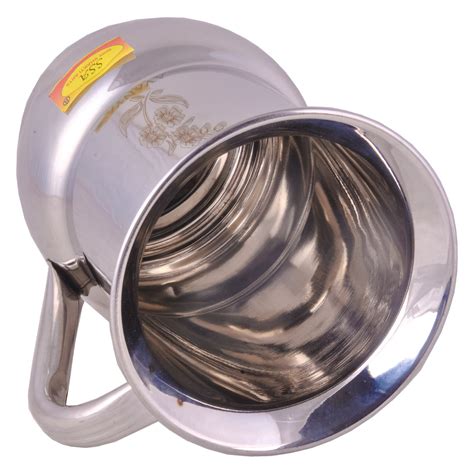 100% Pure Stainless Steel Water Jug Laser Flower Design Volume= 1.8 Li ...