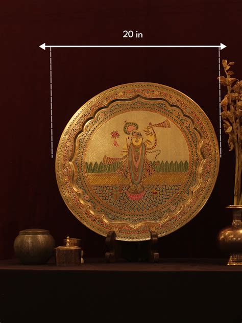 Lord Shrinathji in Marodi Brass Home Decor Plate Online