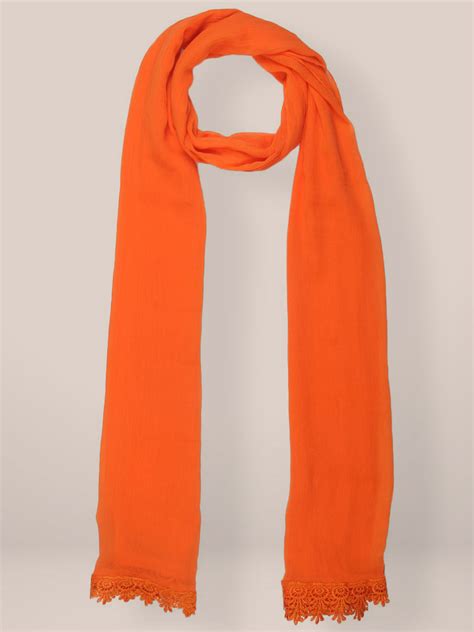 Orange Chiffon Dupatta with lace Dupatta Bazaar