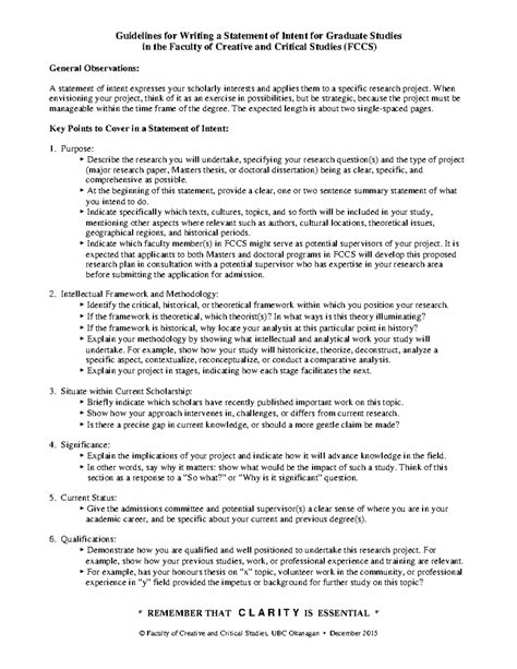 Image result for Statement of Intent Examples