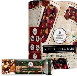 Monsoon Harvest Nuts & Seeds Bars - Dark Chocolate & Sea Salt (Pack of ...