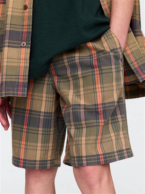 Kids Plaid Canvas Easy Shorts | Gap