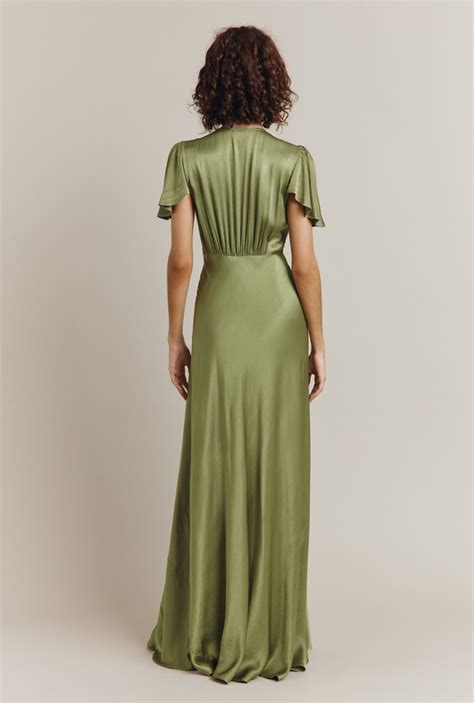 Olive Green Satin Dress at Mildred Rohe blog