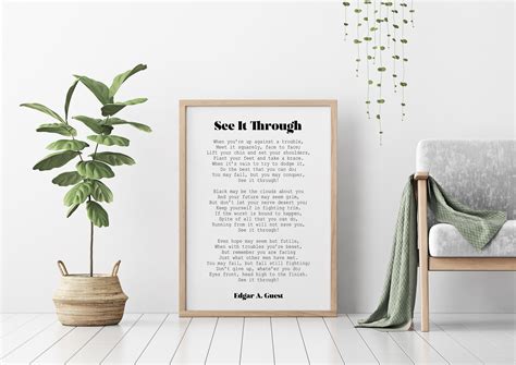 Edgar Guest Poem See It Through poem Art Print Home office | Etsy