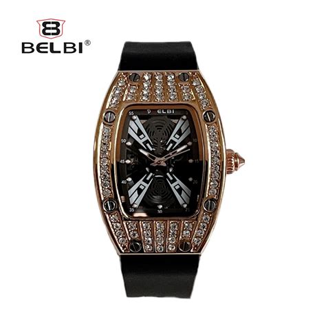BELBI Women's Classic Quartz Watch – Barrel-Shaped Dial, Diamond Accen ...