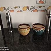 Niyara Ceramic planters, Blue and Cream , 15 cm X 12 cm, Set of 2 ...