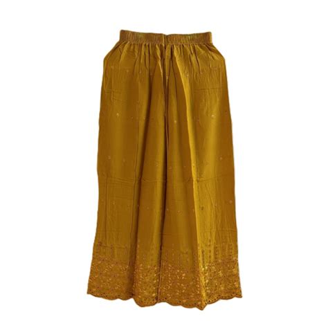 Embroidery Chikankari Palazzo - MJS-Rayon Palazzo - Mustard Yellow
